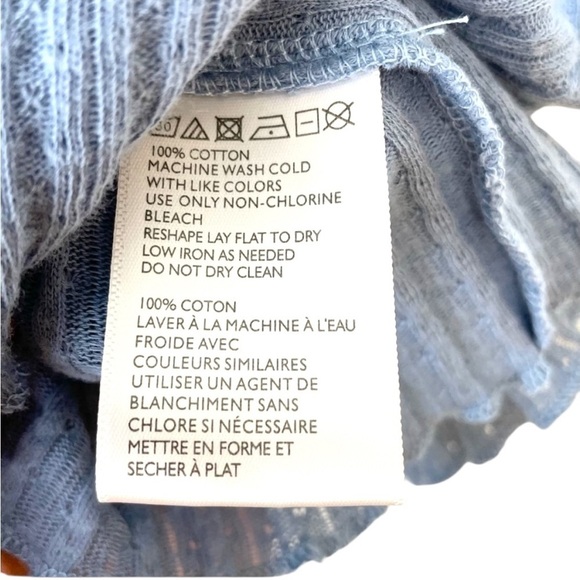 Urban Outfitters Basic Capsule Blue Ribbed Low Cut Crop Top TShirt - SZ L - Picture 7 of 8